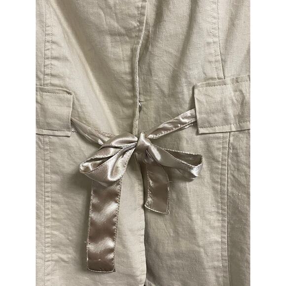 Willi Smith Khaki Linen Tie Waist Tailored Blazer 4 - Picture 5 of 8